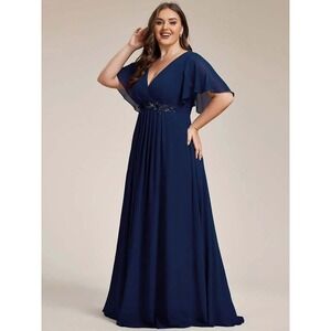 Ever Pretty IvyRose Navy Short Sleeve A Line Floor Length Formal Dress NWT / 22